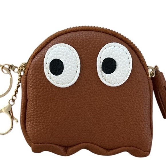 Pac-man ghost coin purse keychain ID holder NEW faux leather blast from past - Picture 1 of 10